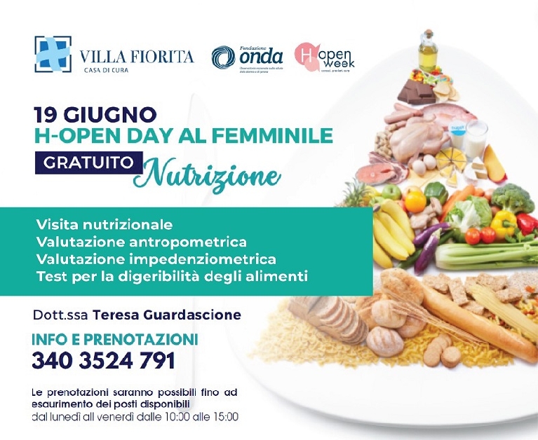 banner open day gratuito nutrizione 19.06.2024 clinica villa fiorita capua 