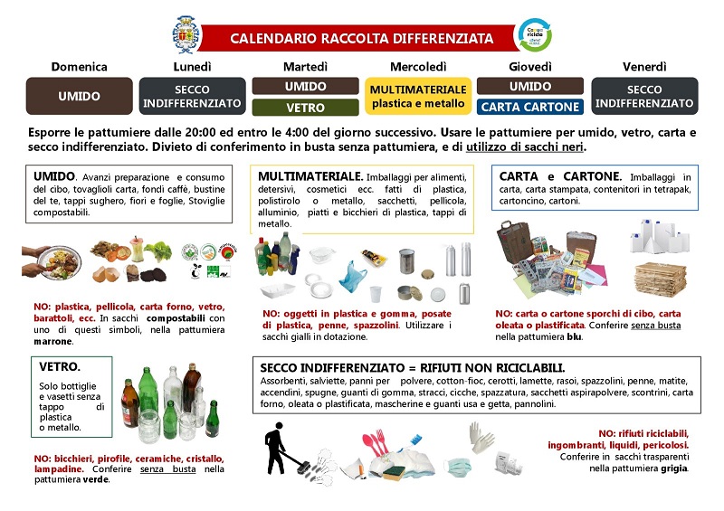 calendario raccolta differenziata città di Capua