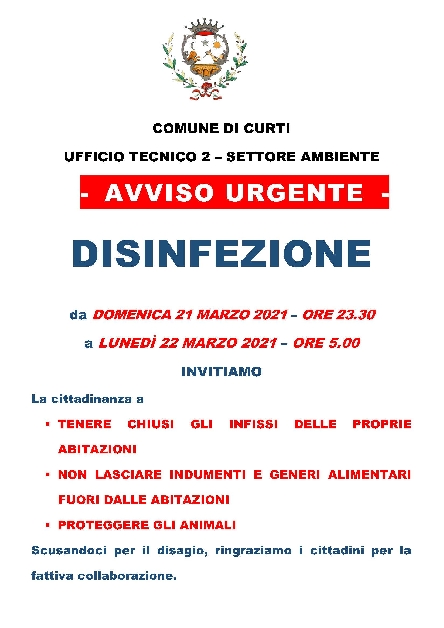 disinfezione curti